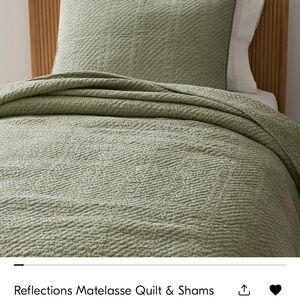 West Elm Reflections Matelasse Full/Queen Quilt + Shams in Celadon